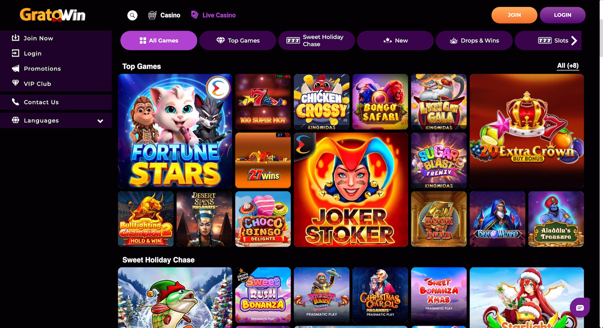 Gratowin Casino Games